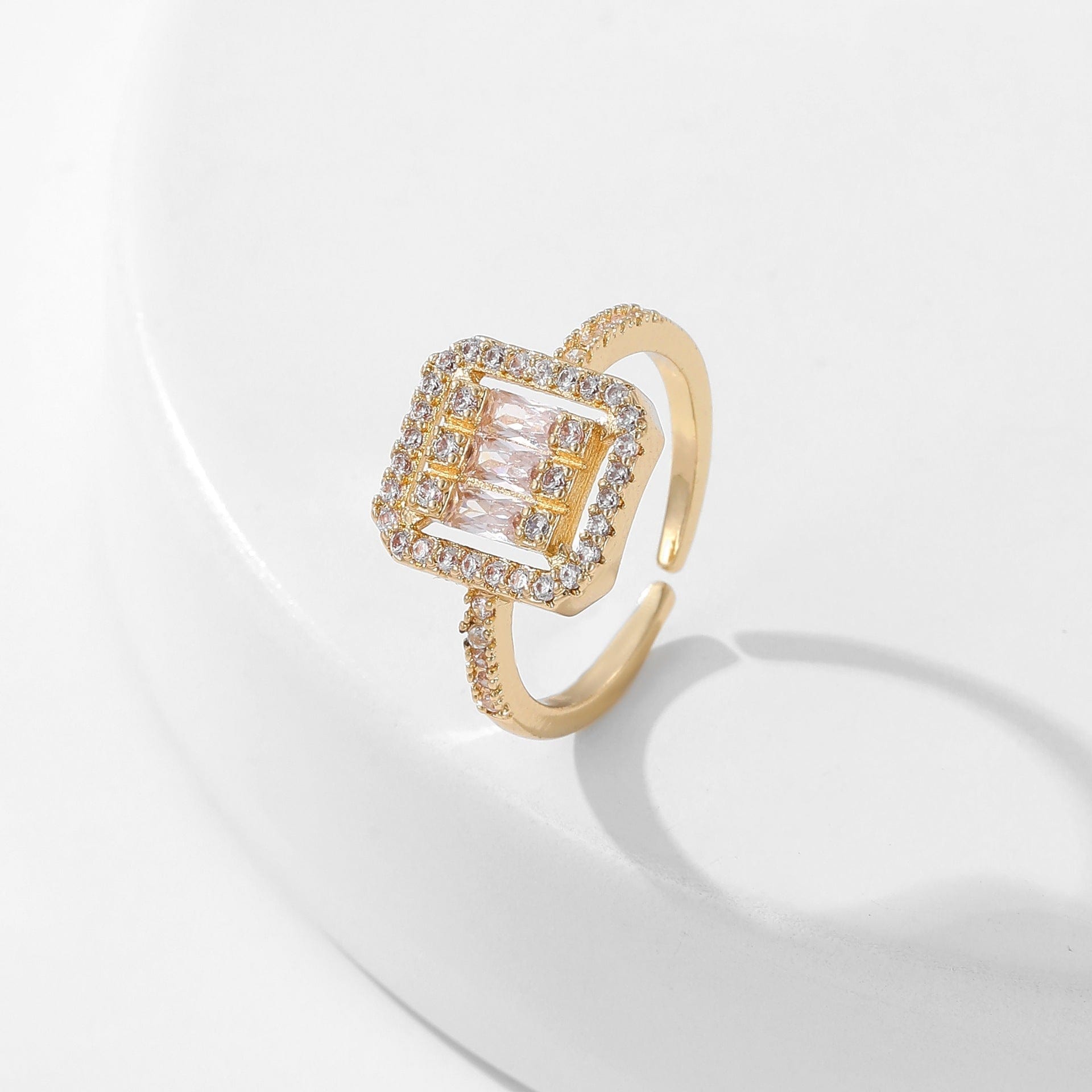 Women’s Square Full Rhinestone Zircon Ring - Style Hardware Color - electronic accessories