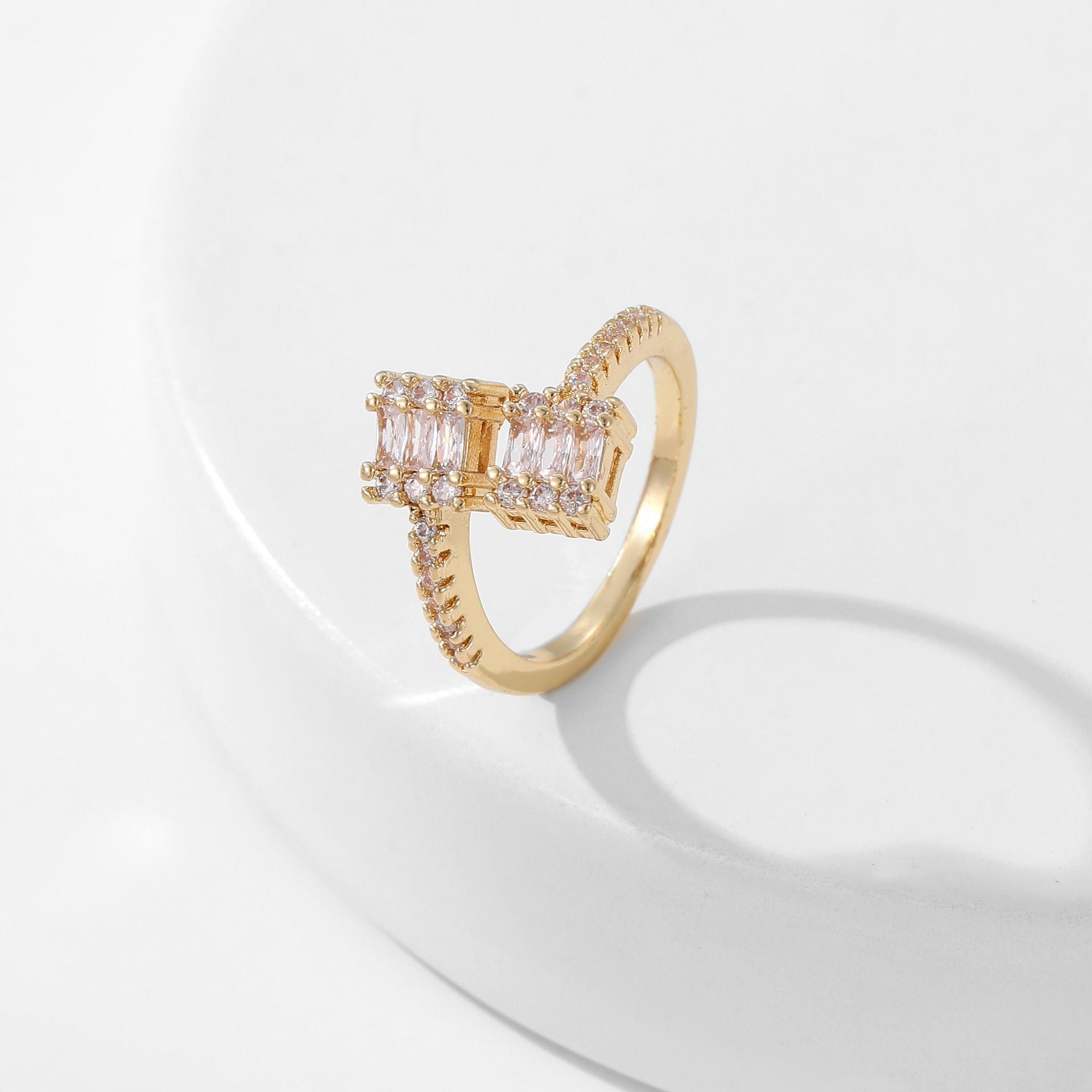 Women’s Square Full Rhinestone Zircon Ring - Style Six Gold - electronic accessories