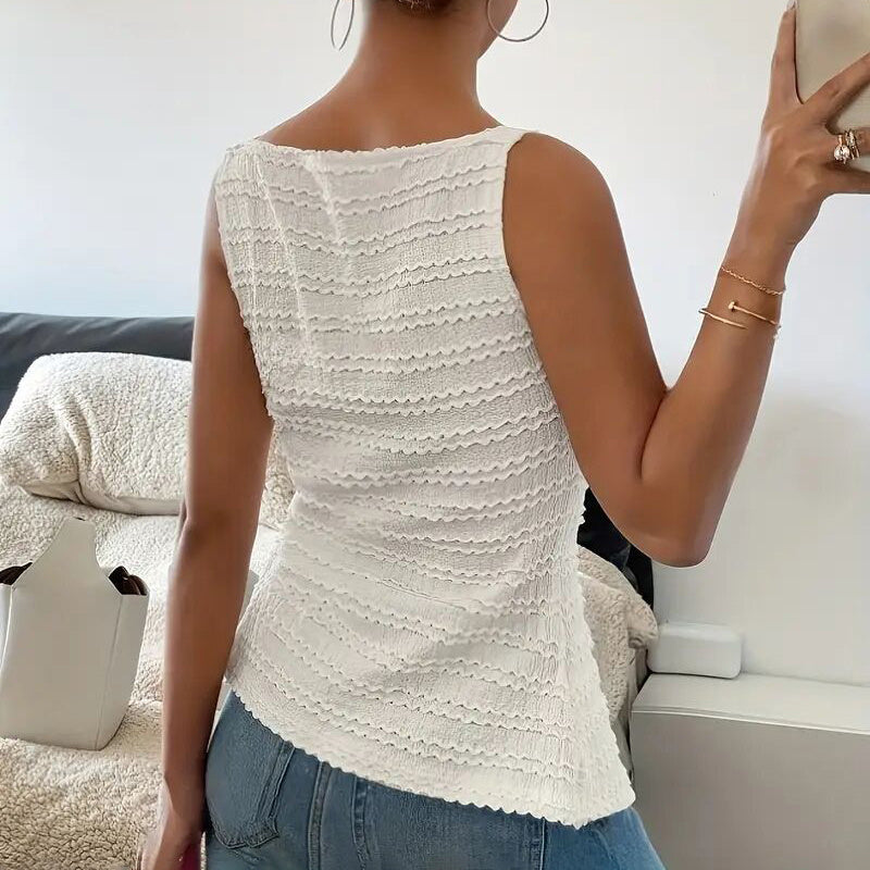 Womens Square Neck Button Up Vest Top - Other