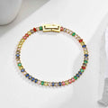 Women’s Stainless Steel Rainbow Color Zircon Bracelet - Colorful Crystals - electronic accessories