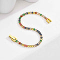 Women’s Stainless Steel Rainbow Color Zircon Bracelet - Colorful Crystals - electronic accessories