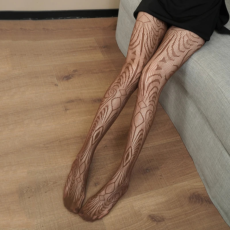 Women’s Stocking Dark Punk Tights - Brown-JK6164 / One Size / CHINA