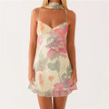 Women’s Strapless Neck Scarf Floral Dresses - I / S