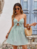 Women’s Striped Printed Casual Vacation With Halter Dress - electronic accessories
