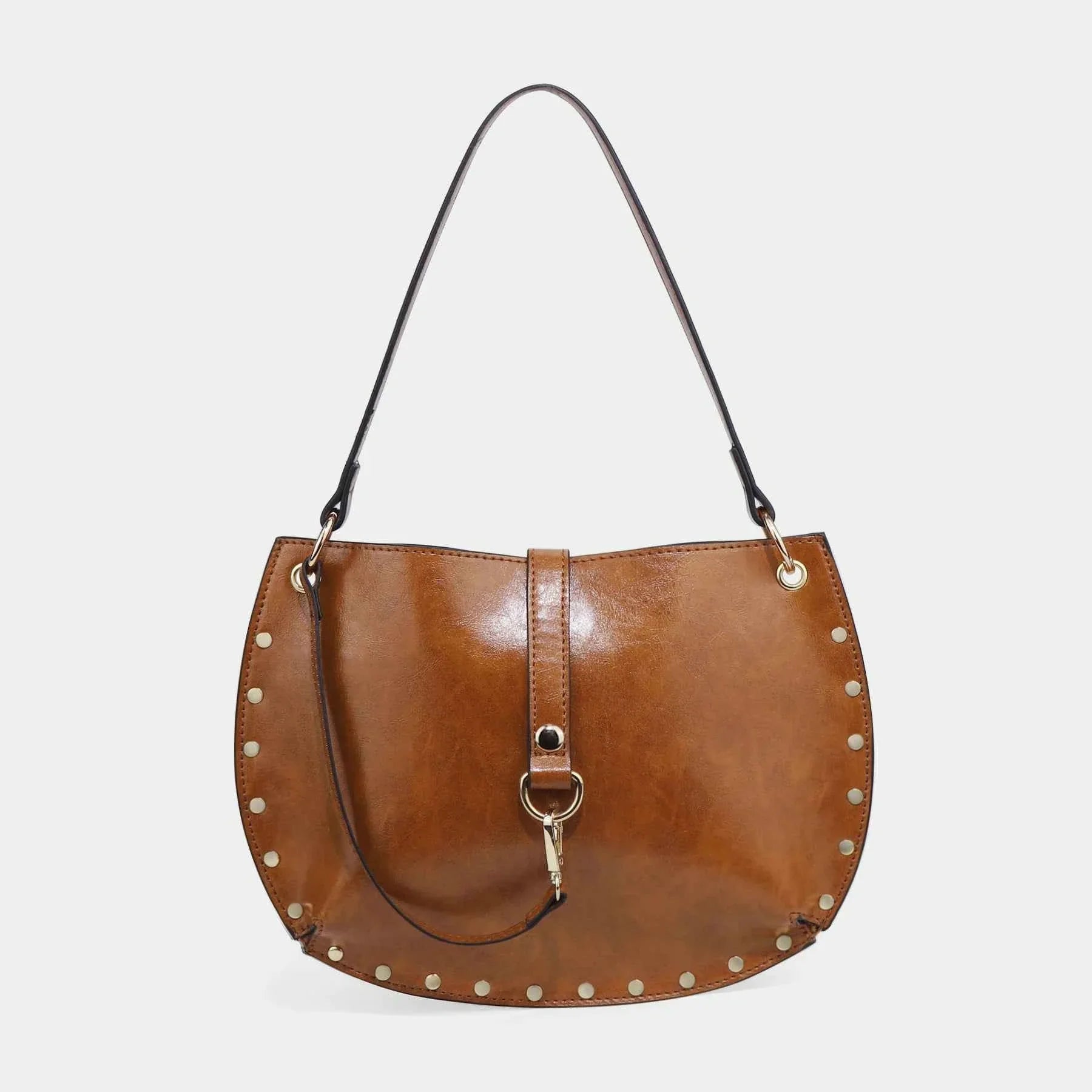 Women's Studded Crescent Saddle Bag