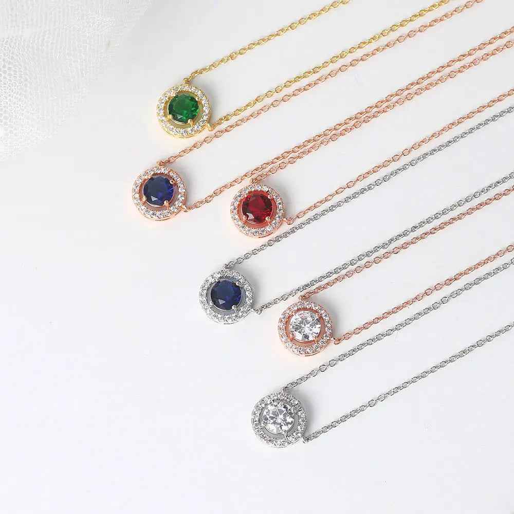 Women’s Stylish Round Zircon Pendant Clavicle Chain - electronic accessories