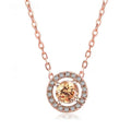 Women’s Stylish Round Zircon Pendant Clavicle Chain - Rose Gold Yellowstone - electronic accessories