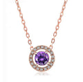 Women’s Stylish Round Zircon Pendant Clavicle Chain - Rose Gold Purple Stone - electronic accessories