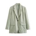 Women’s Suit Coat Curled Hem Straight Leg Trouser Set - light green / S
