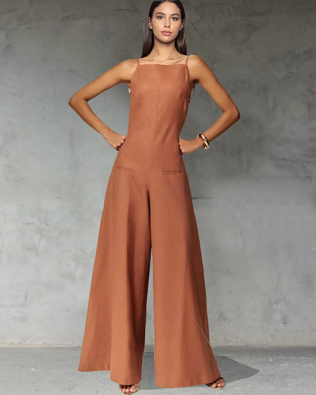 Women’s Summer Jumpsuit - Caramel / M