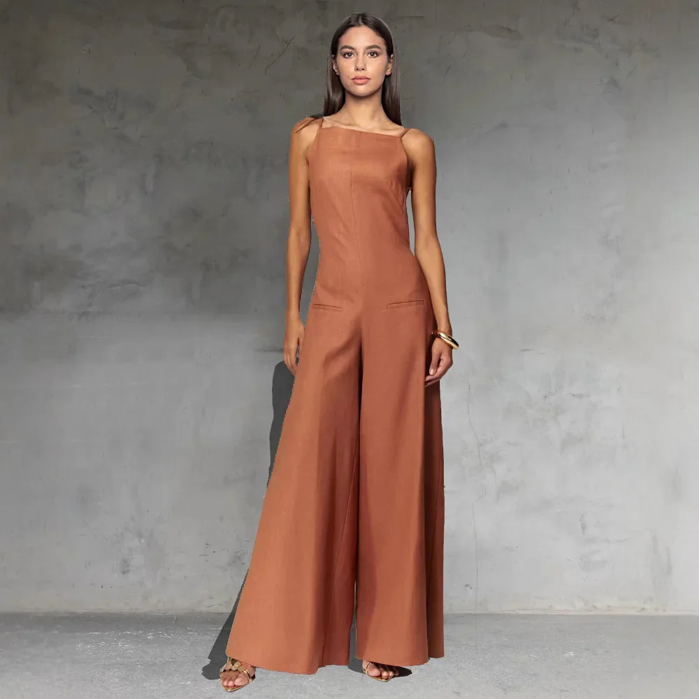 Women’s Summer Jumpsuit - Caramel / M