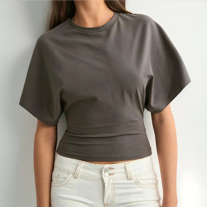 Women’S Summer Loose Short-Sleeved T-Shirt Top - Coffee / M