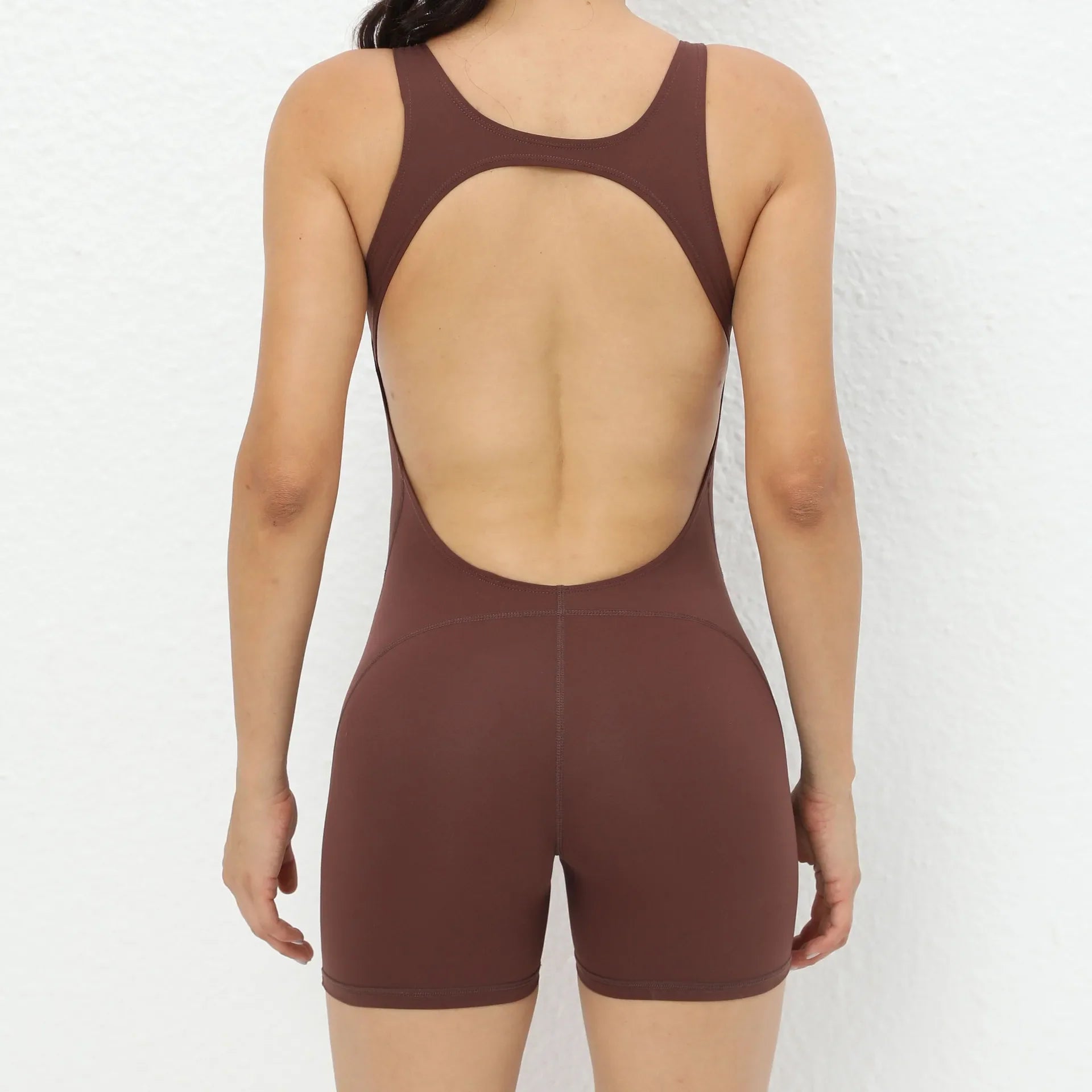 Women’s Tracksuit Yoga Set Backless Jumpsuits One Piece - coffee / L / CHINA