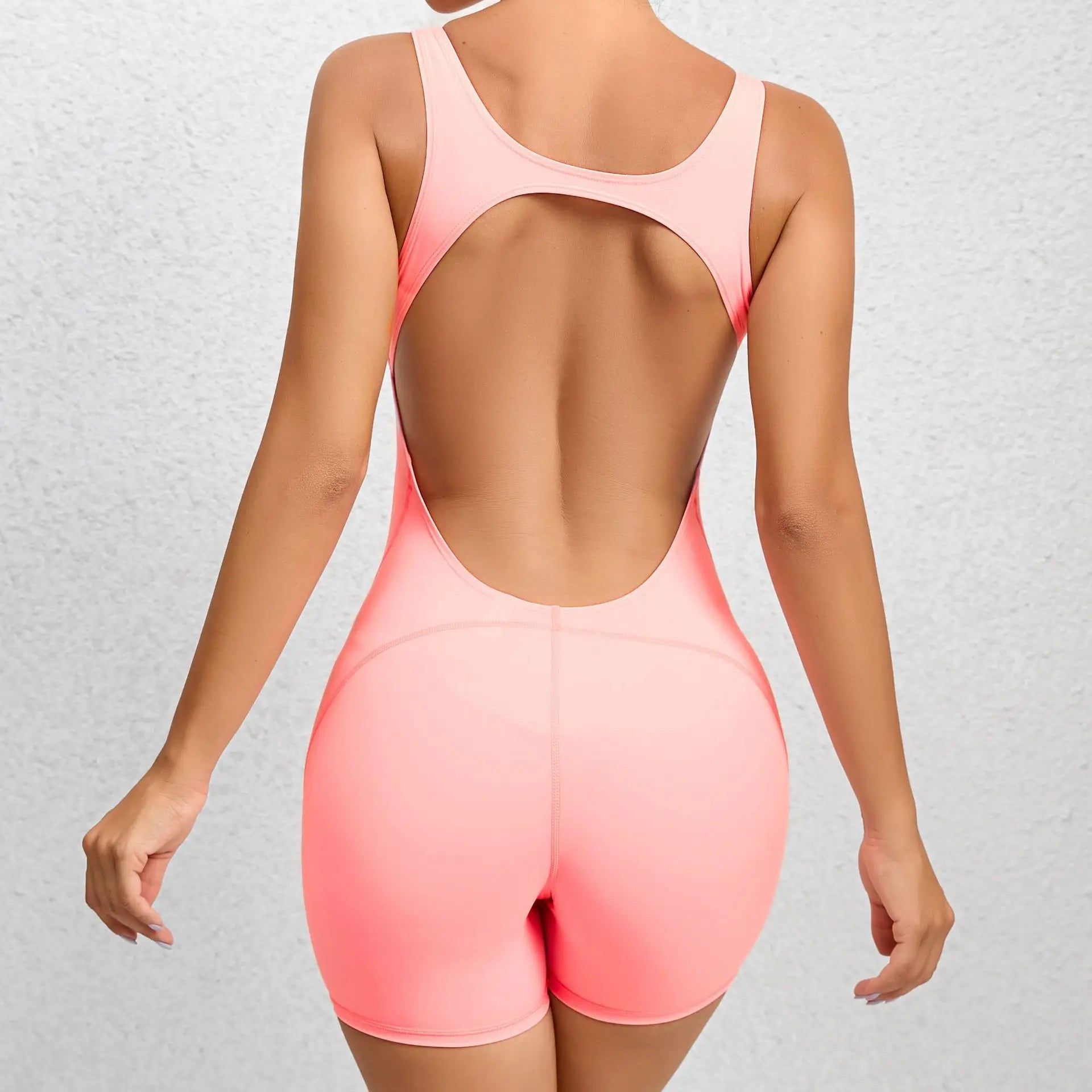 Women’s Tracksuit Yoga Set Backless Jumpsuits One Piece - Peach color / L / CHINA