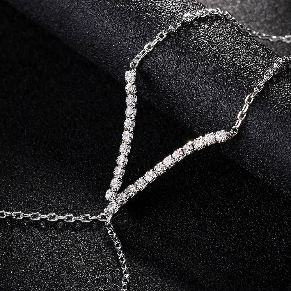 Women’s V-finger Simple Copper Bracelet Silver Double-layer - electronic accessories