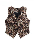 Women’s Vest Fashion Leopard Summer V-Neck Single-breasted - Other