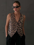 Women’s Vest Fashion Leopard Summer V-Neck Single-breasted - Other