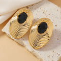 Women’s Vintage Court Style Cocoon-shaped Oval Earrings - Gold - electronic accessories