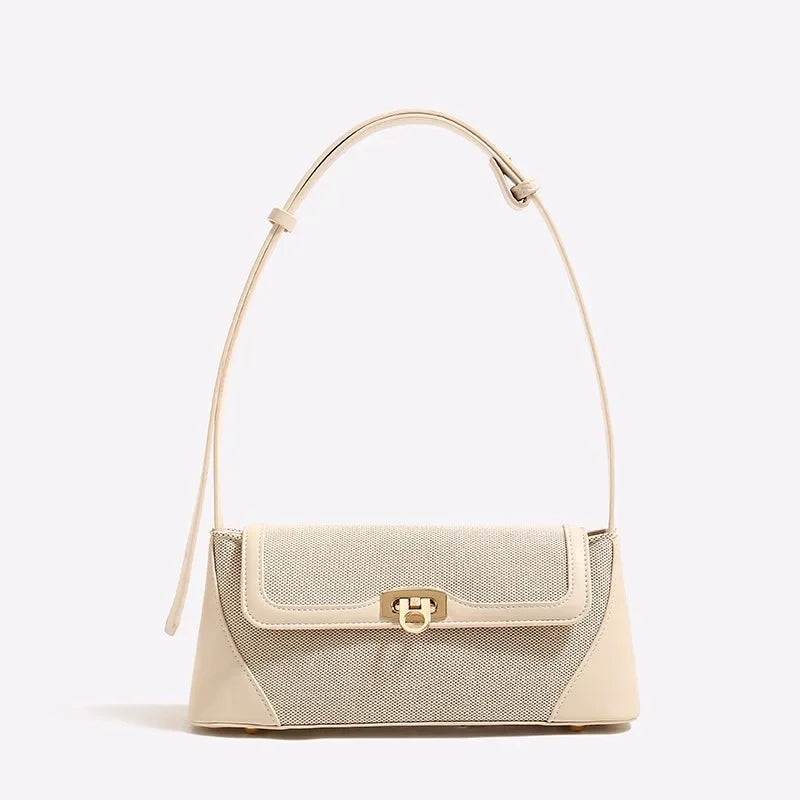 Women’s Vintage French Bread Single Shoulder Bag - Beige White