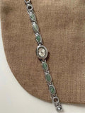 Women's Watch Natural Premium Jade Gold Silver Bracelet Quartz