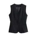 Women’s Wear Button Decoration Slim Fit Tank Top High Waist A-line Skirt Short - black 2 / L