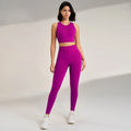 Women’s Yoga Suit Solid Color Sportswear Tight Top Leggings Tank Long Pants Set