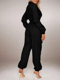 Work Jumpsuit Women’s Pocket Elastic Waist Zipper