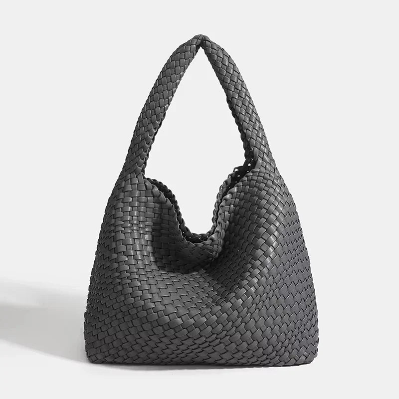 Woven Bag Purses and Handbags PU Leather For Women - Dark grey / 30cmx15cmx34cm / CHINA