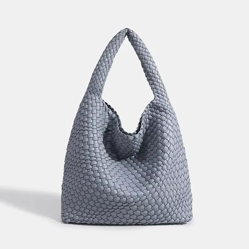 Woven Bag Purses and Handbags PU Leather For Women - Haze blue / 30cmx15cmx34cm / CHINA