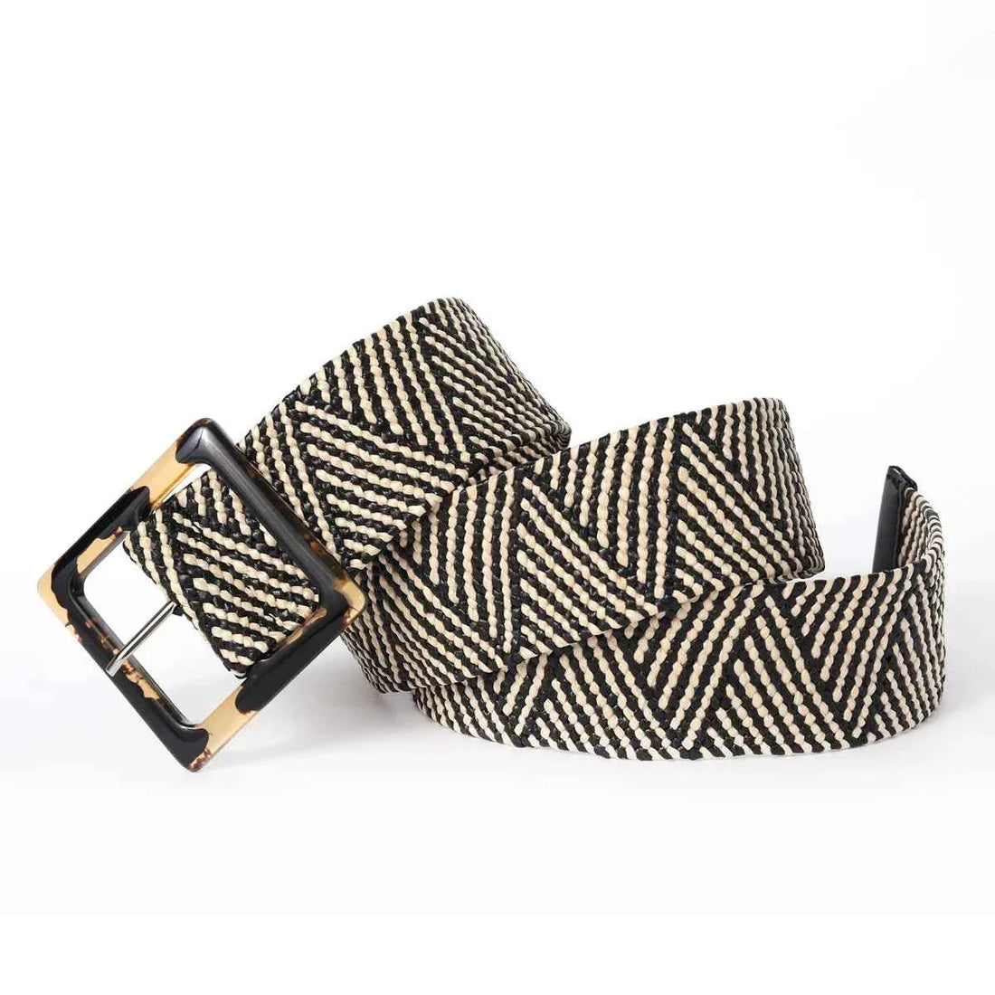 Woven Bohemian Style Square Buckle Wide Women Belt