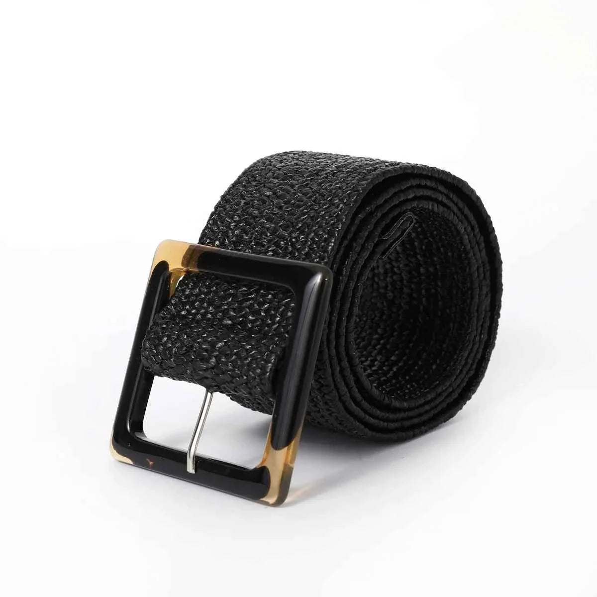 Woven Bohemian Style Square Buckle Wide Women Belt