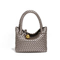 Woven Crossbody Tote Bag for Women Vegan Leather - Silver Grey