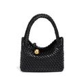 Woven Crossbody Tote Bag for Women Vegan Leather - Black