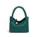 Woven Crossbody Tote Bag for Women Vegan Leather - Dark Green