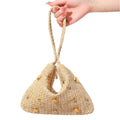 Woven Handbags Summer Metal Round Handle Straw Bag
