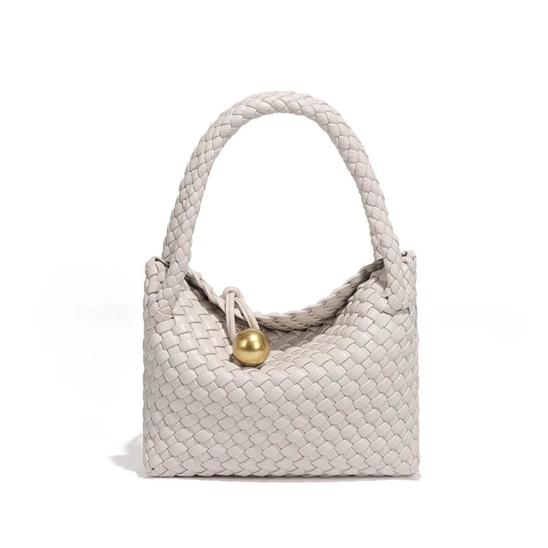 Woven Shoulder Bag for Women Crossbody Tote - Beige