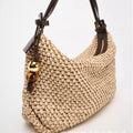 Woven Summer Fashion Straw Bag Beach Holiday Crossbody - Beige