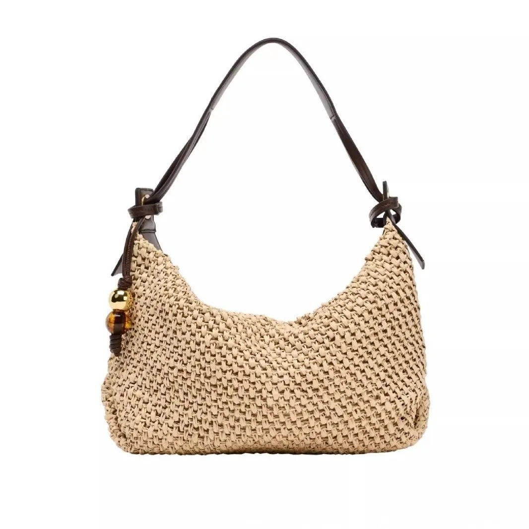 Woven Summer Fashion Straw Bag Beach Holiday Crossbody - Beige