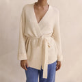 Wrap Sweater Cardigan for Women - WHITE / L