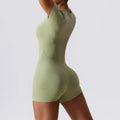 Yoga Clothes Shorts Short Sleeve One Piece Suit Women’s Tracksuit - Matcha Green / S / CHINA