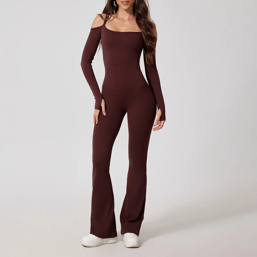 Yoga Jumpsuit Women’s Gym Fitness Bodysuits - Chestnut coffee / XL / CHINA