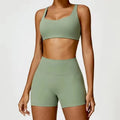 Yoga Set 2PCS Sportswear Workout Clothes - basil green / XL / CHINA