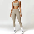 Yoga Set 2PCS Sportswear Workout Clothes - camel brown 1 / S / CHINA