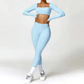 Yoga Set 2PCS Sportswear Workout Clothes - sky blue 3 / S / CHINA