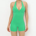 Yoga Set Backless One-Piece Suit Workout Jumpsuit Women Short Gym Rompers - fruit green / L / CHINA