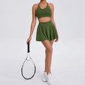 Yoga Set Casual Outdoor Bra Tennis Short Skirt - military green / L / CHINA