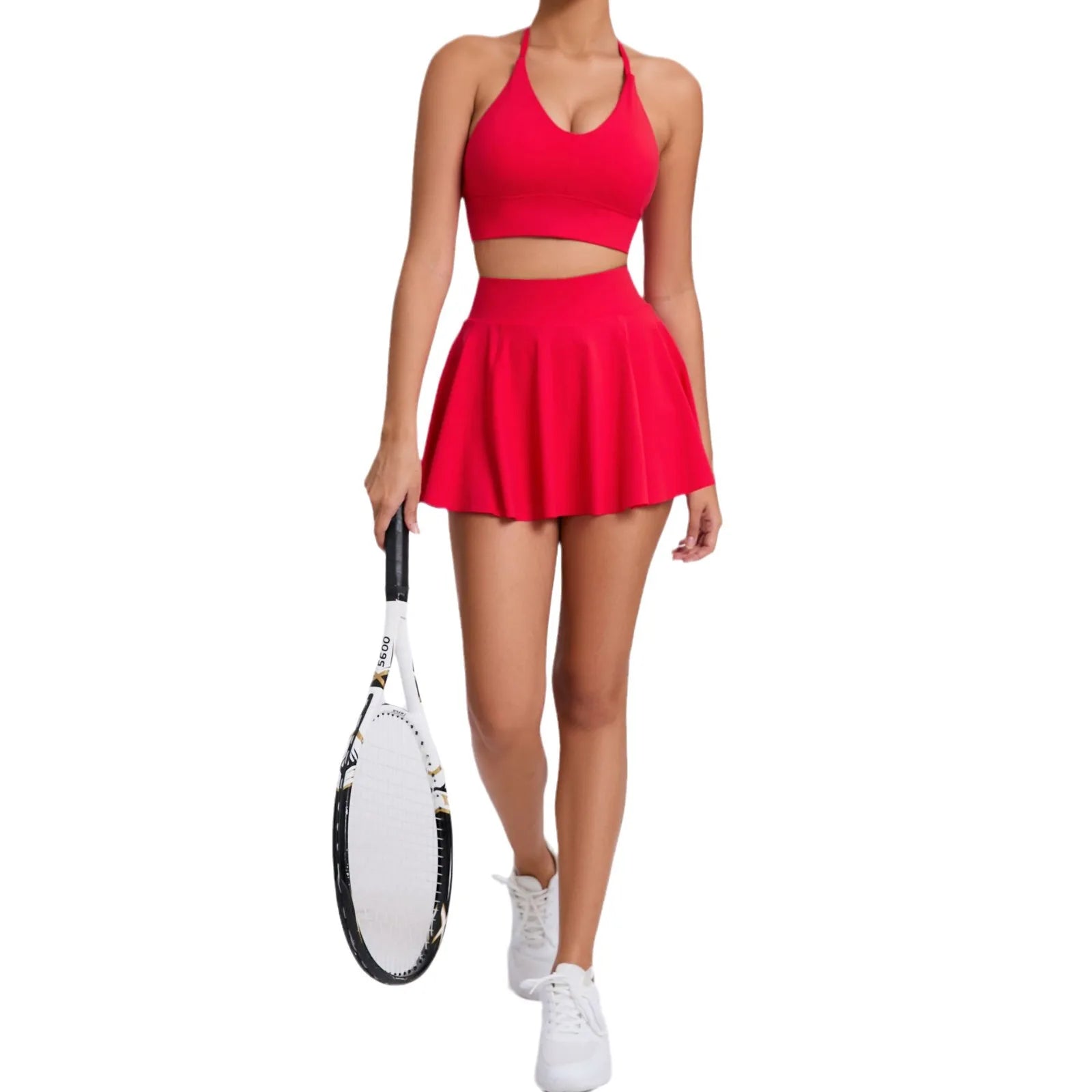 Yoga Set Casual Outdoor Bra Tennis Short Skirt - red / L / CHINA