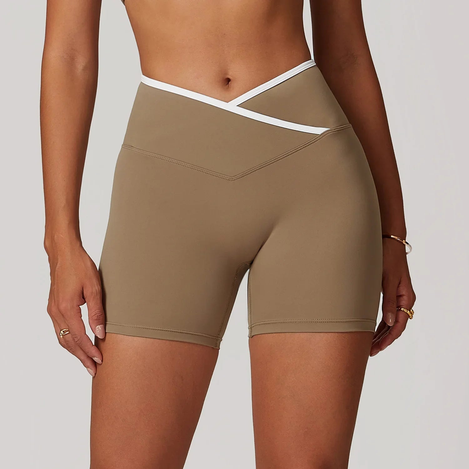 Yoga Shorts Women Fitness V-shaped Waist - Cocoa Brown / M / CHINA