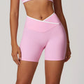 Yoga Shorts Women Fitness V-shaped Waist - Pink / M / CHINA