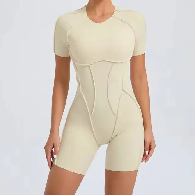 Yoga Suit Fitness Athletic Wear Set One-Piece - Beige / M / CHINA